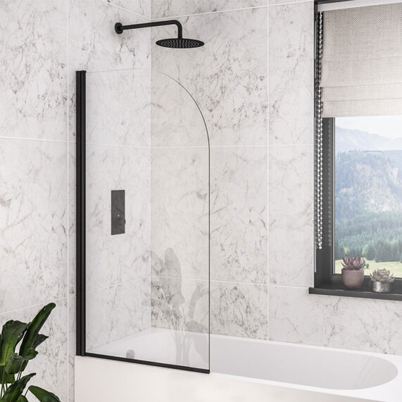 Eastbrook Black Curved Bath Screen 800 x 1400mm