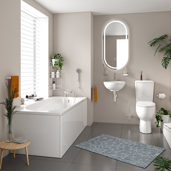 1300mm Petite Bath Suite | Basin, Toilet, Chrome Tap