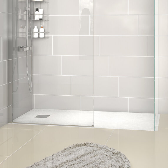 1500mm | White Slate Effect Slim Tray | Rectangular