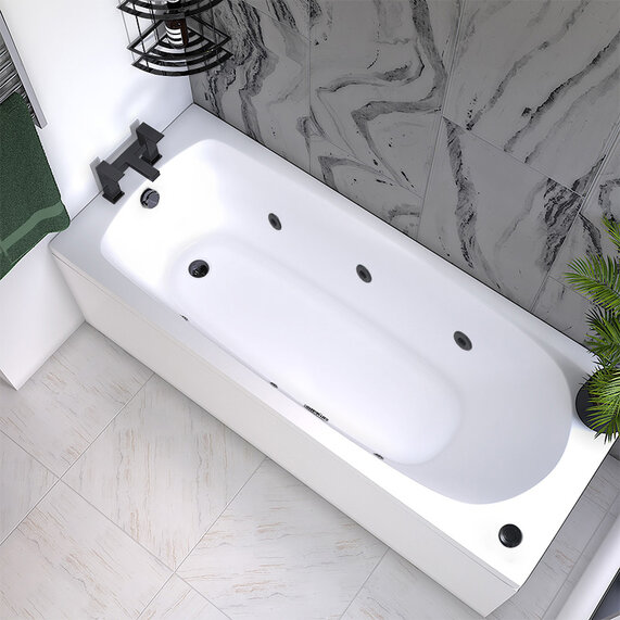 1700 x 700 - Jacuzzi Bath with Black Hydro Jets - Mercury