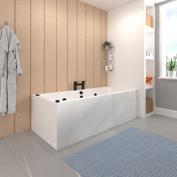 1700 x 750 - Acrylic Spa Bath with Black Jets - Double Ended