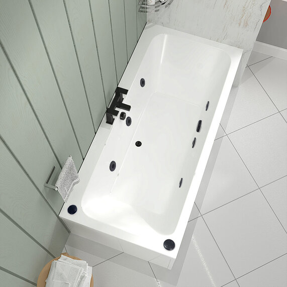 1700 x 800 - Jacuzzi Bath with Black Jets - Double Ended Wide Bath