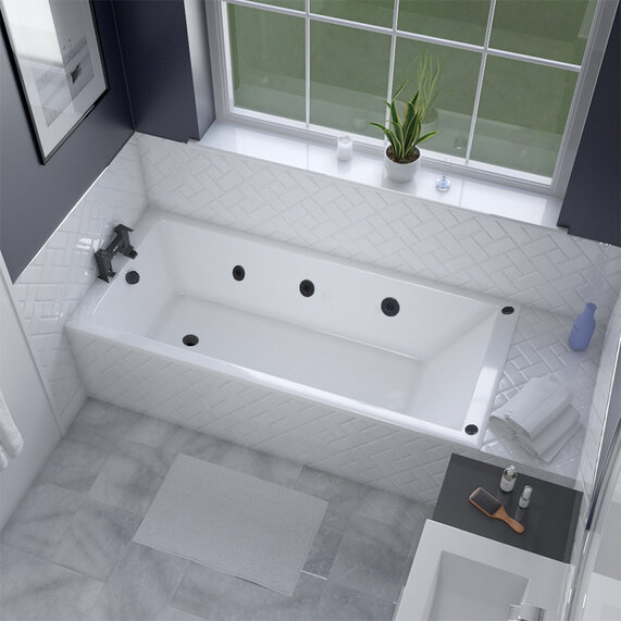 1700 x 700 - Spa Bath with 6 Black Jets - Optional Back & Foot Jets, Galaxy