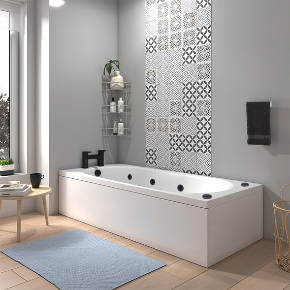 1700 x 700 - Hydro Therapy Bath with Black Jets - Super Strong, Laguna