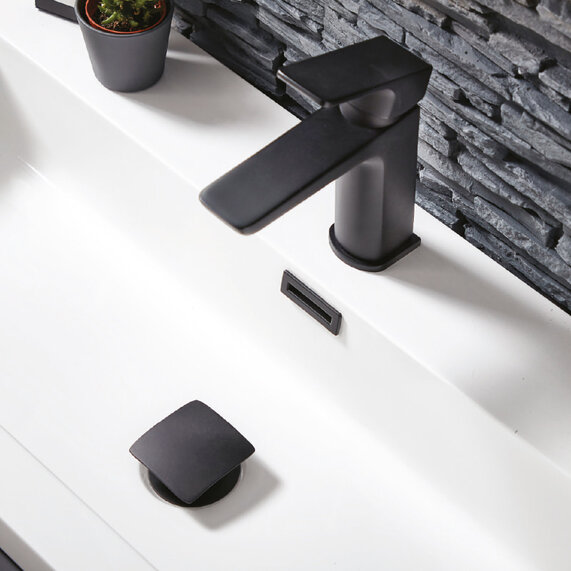Muro Black Basin Mono Mixer Tap with Waste | RIA BRASSWARE