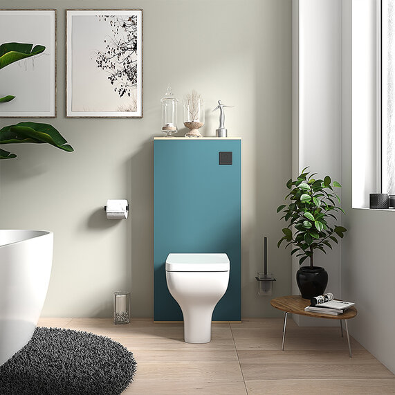 Alani Petrol Blue Slim Back to Wall WC Furniture Unit - Optional Floorstanding Toilet Pan