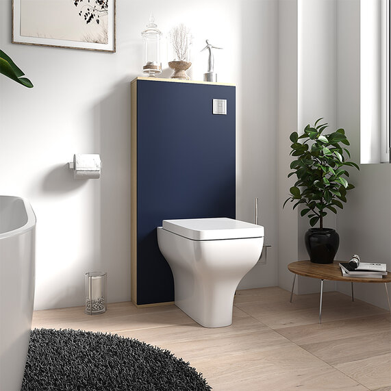 Alani Navy Blue Slim Back to Wall WC Furniture Unit - Optional Floorstanding Toilet Pan