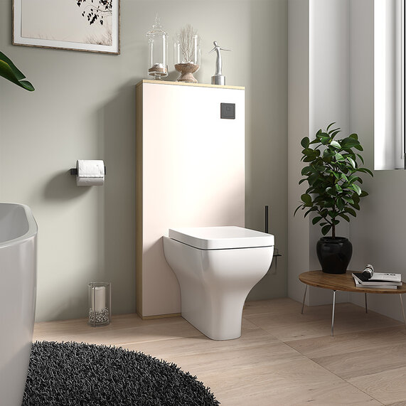 Alani Sand Slim Back to Wall WC Furniture Unit - Optional Floorstanding Toilet Pan