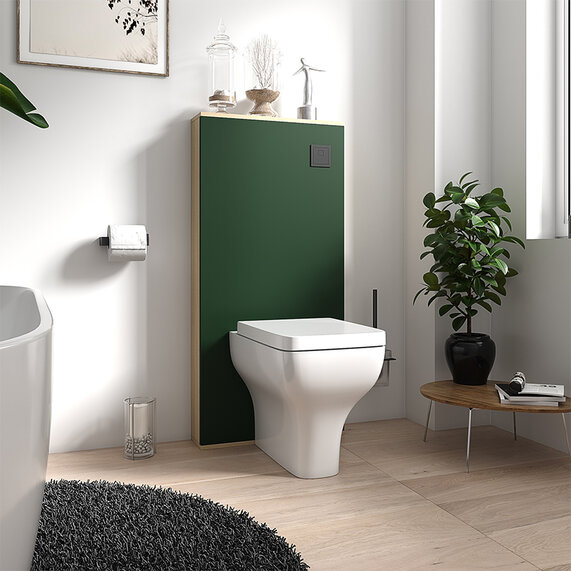Alani Green Slim Back to Wall WC Furniture Unit - Optional Floorstanding Toilet Pan