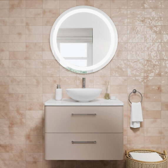 Britton Camberwell 800mm Beige Wall Hung Vanity Unit & Black Worktop