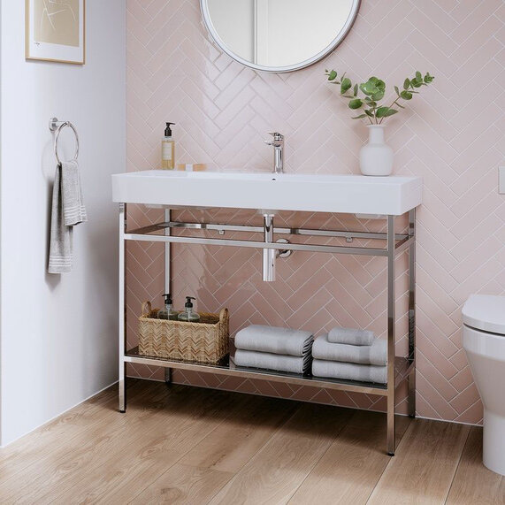 Britton Shoreditch 1000mm Washbasin with Chrome Frame