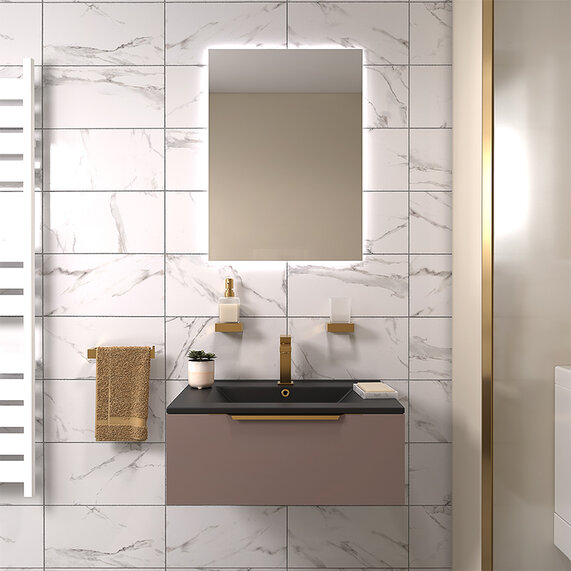 Pemberton Gold 600mm Wall Hung Black Basin Unit