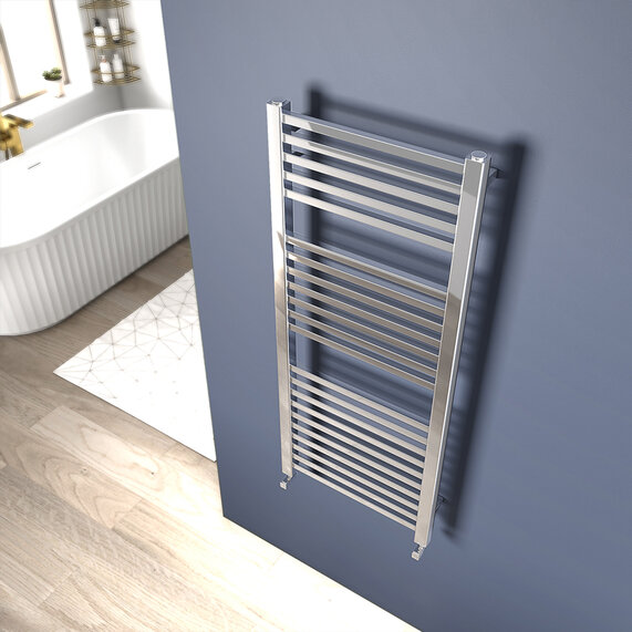 1200 x 500mm - Chrome Flat Ladder Vertical Towel Rail | Slade