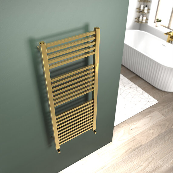 1200 x 500mm -  Brushed Brass Ladder Vertical Towel Rail | Jivana