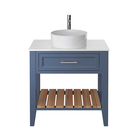 800mm Maritime Blue Washstand Traditional Vanity Unit with Round Countertop Sink - Heritage Broughton