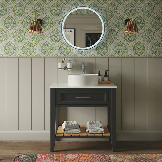 800mm Graphite Grey Traditional Washstand Vanity Unit with Sink and Worktop - Heritage Broughton
