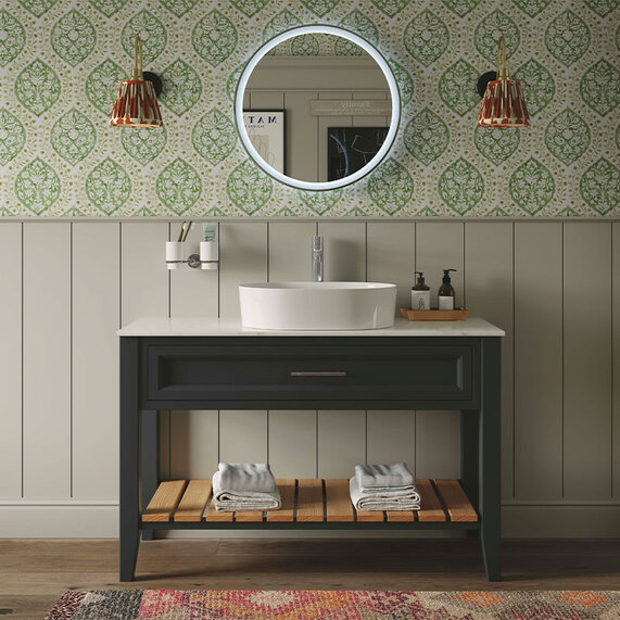 1200mm Graphite Grey Traditional Washstand Vanity Unit with Sink - Heritage Broughton
