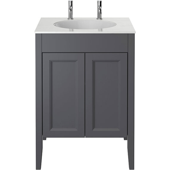 600mm Graphite Grey Freestanding Traditional Vanity Unit with Undercounter Sink, Heritage Caversham