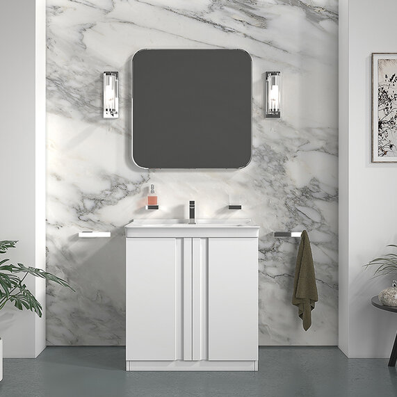 Chester - White 800mm Handleless Floorstanding Bathroom Vanity Unit with Extra Deep Basin