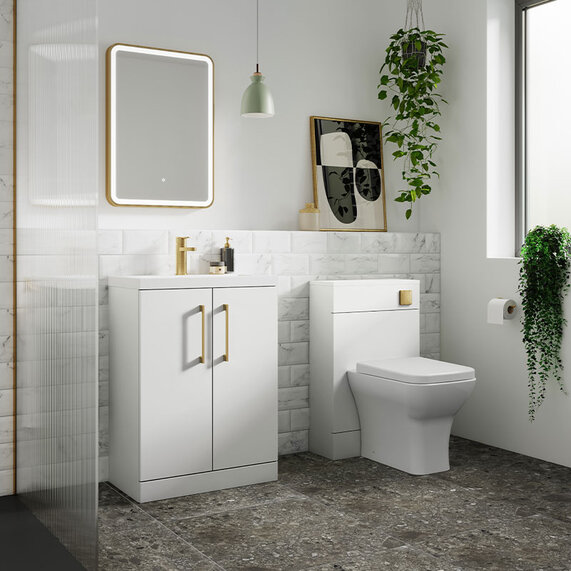Nuie Arno Gloss White 600 Floorstanding Vanity Unit & Basin