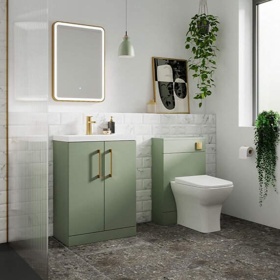 500mm Green Freestanding Vanity Basin Unit, Nuie Arno - Choice of Basin Styles