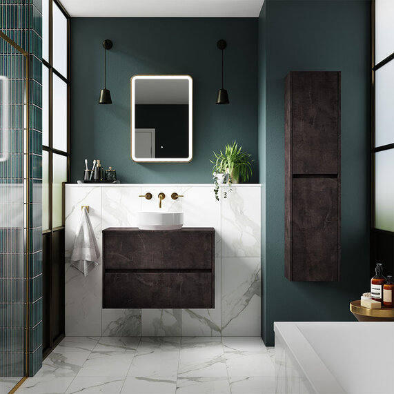 Hudson Reed Havana 800mm Metallic Slate Wall hung Vanity Unit with Countertop Basin