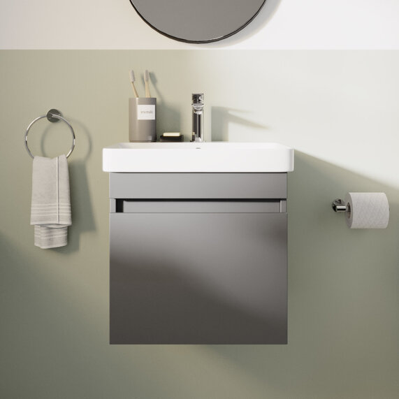 500mm Grey Small Wall Hung Vanity Unit, Britton Dalston