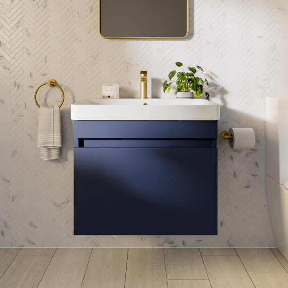 600mm Blue Wall Hung Vanity Basin Unit, Britton Dalston