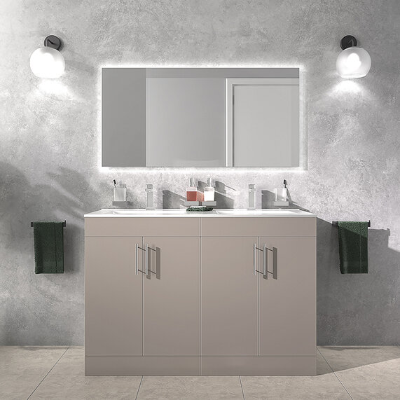 Pemberton - Gold 1200mm Freestanding Vanity Unit with Ceramic Basin - Chrome Handles