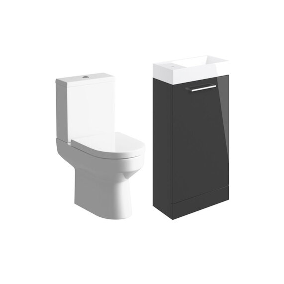 Vera 410mm Anthracite Grey Floorstanding Vanity Unit and Close-coupled Toilet