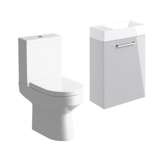 Vera 410mm Grey Wall Hung Basin Unit with Close-coupled Toilet