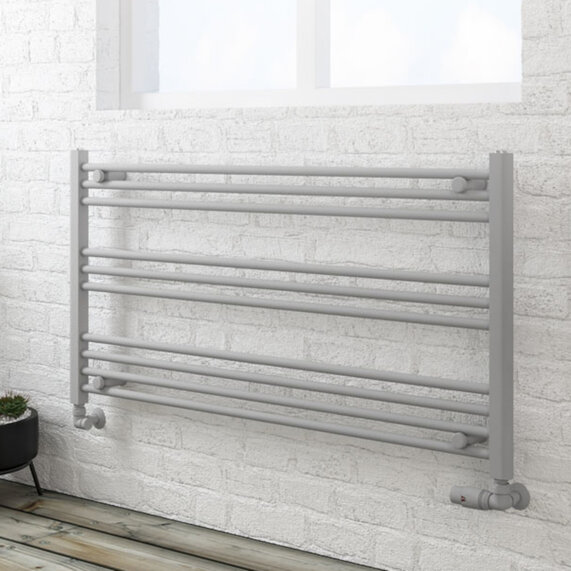 1200 x 600mm - Wingrave Matt Grey Horizontal Bathroom Radiator