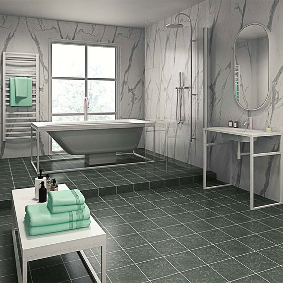 Statuario - Shower Wet Wall by Perform Panel - Various Sizes, Square Edge or Tongue & Groove