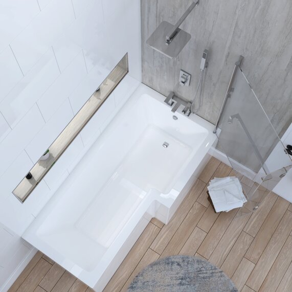 1700mm L Shape Shower Bath | Right Hand