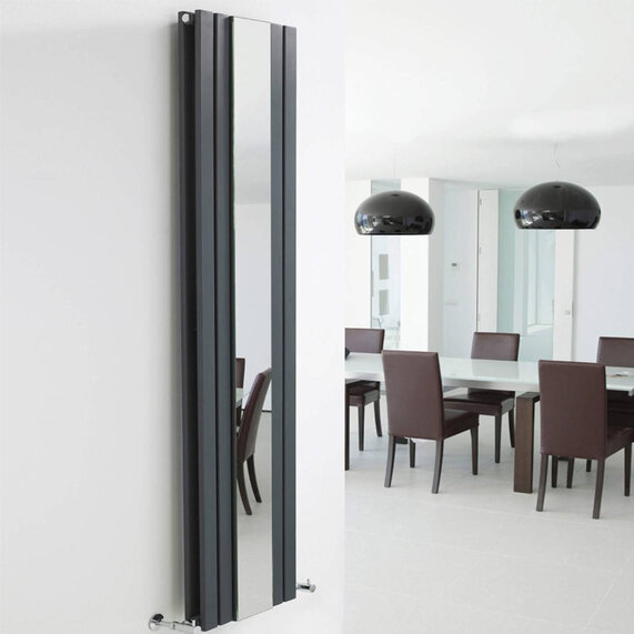 White Sloane Double Panel Designer Radiator with Mirror