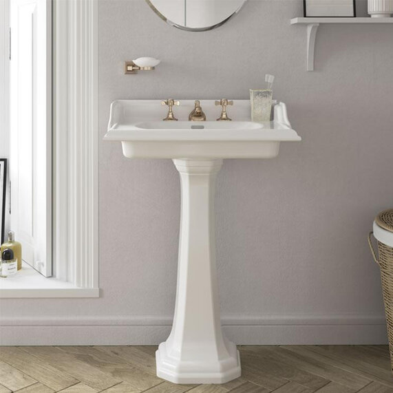 Dorchester White Square Basin and Pedestal
