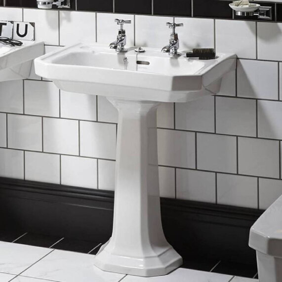 Granley Deco White Basin Standard 2Th and Pedestal