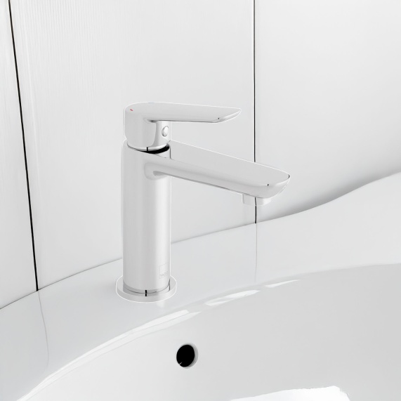 Photon Mini Mono Basin Mixer, Smooth Bodied, Single Lever, Deck Mounted, Waste Optional