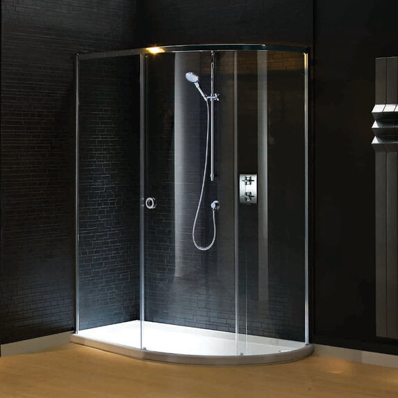 (1100mm x 700mm) - Curved Offset Shower Cubicle with Tray - Matki Radiance