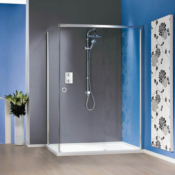 (1400mm x 900mm) - Sliding 8mm Shower Door for Corner Enclosure with Side Panel & Slimline Tray - Matki Radiance