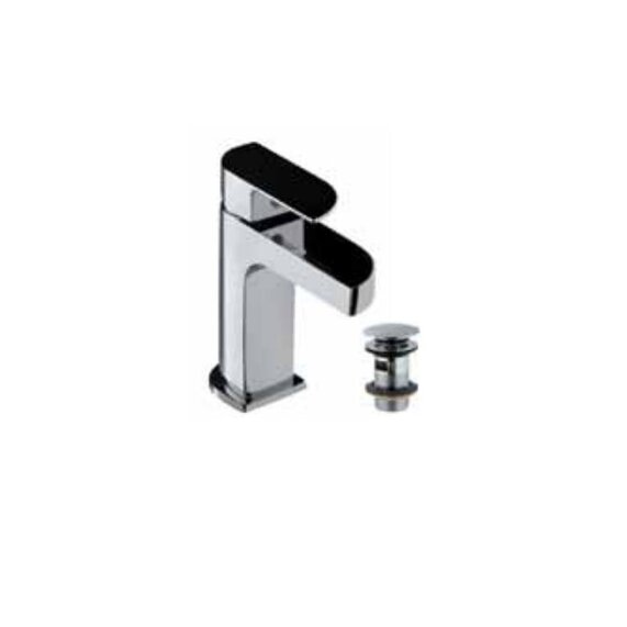 Alive Single Lever Basin Mixer with 375mm Long Braided Hoses and Click Clack Basin Waste, Slotted (Ald-729), Hp 1.0