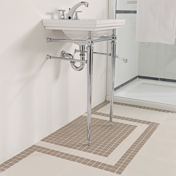520mm White Cloakroom Small Basin with One Tap Hole and Washstand - Imperial Astoria Deco (Towel Rack Included)