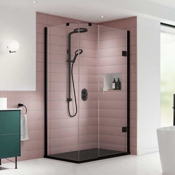 Kudos Black 1100mm Pinnacle 8 Hinged Corner Shower Enclosure with 8mm Glass