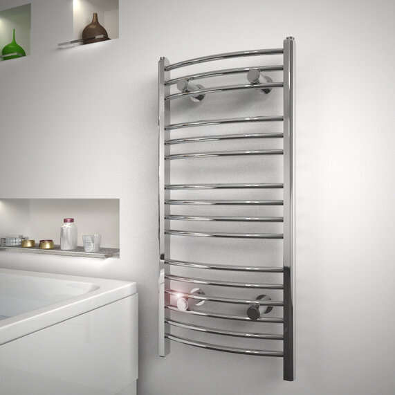 W500mm - Luxury Curved Ladder Bathroom Radiator - Wall Mounted