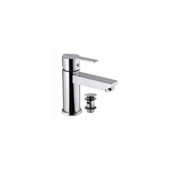 Fonte Single Lever Extended Basin Mixer (Height-95mm) with 375mm Long Braided Hoses and Click Clack Basin Waste, Slotted (Ald-729), Hp 1.0