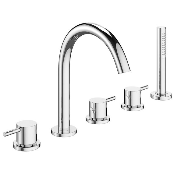 Mike Pro Bath 5 Hole Set Deck Mounted Chrome