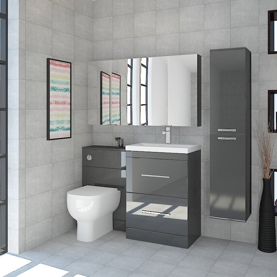 Patello Bathroom Furniture Suite with 2 Mirror Cabinets