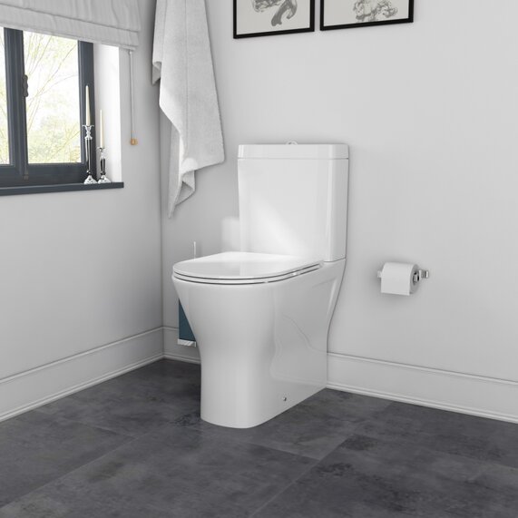 Patello Closed Back Comfort Height Toilet with Thin Seat: Close Coupled and Rimless