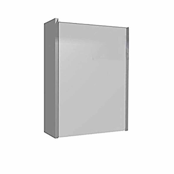 Solitaire 6010 Mirror Cabinet: LED Canopy Lights, 1 Door, 2 Glass Shelves, Power Outlet (540mm x 709mm x 176mm)