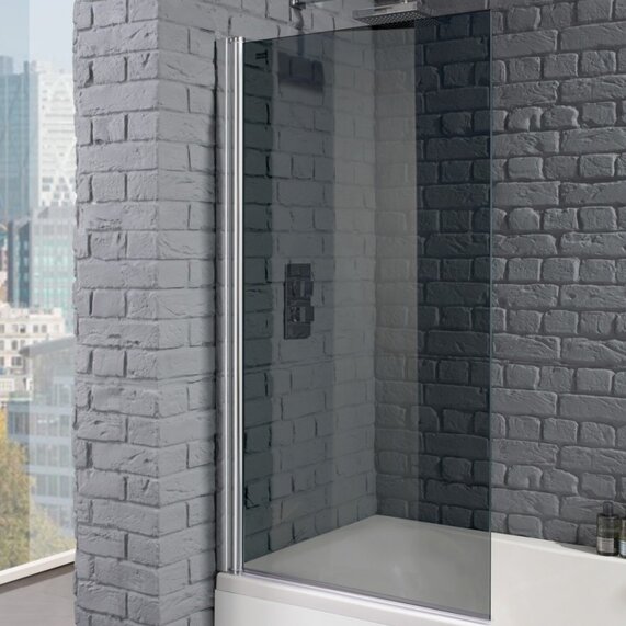 Square Edge Shower Screen for Baths Smoked Glass 1400X800 8mm